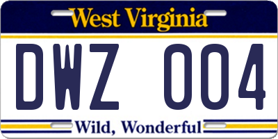 WV license plate DWZ004