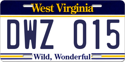 WV license plate DWZ015