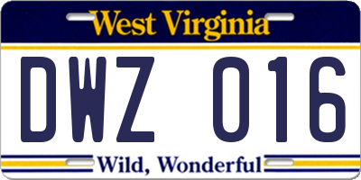 WV license plate DWZ016