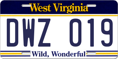WV license plate DWZ019