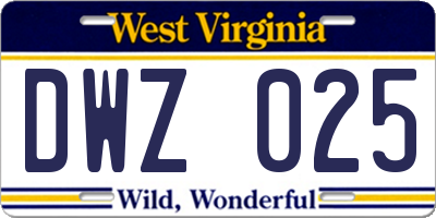 WV license plate DWZ025