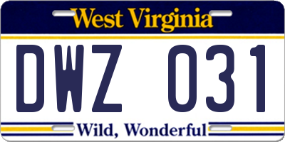 WV license plate DWZ031