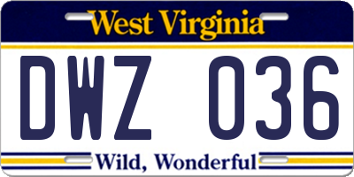 WV license plate DWZ036