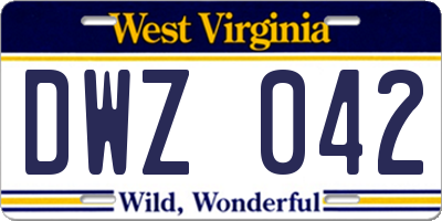 WV license plate DWZ042