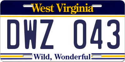 WV license plate DWZ043