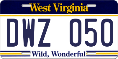WV license plate DWZ050