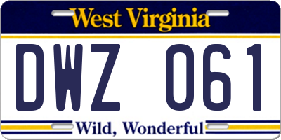 WV license plate DWZ061