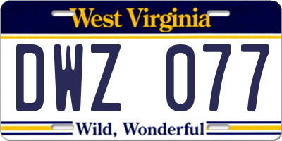 WV license plate DWZ077