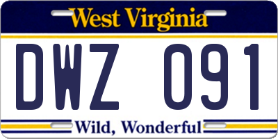 WV license plate DWZ091