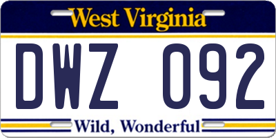 WV license plate DWZ092