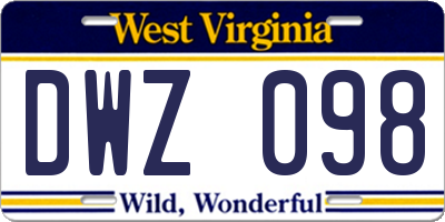 WV license plate DWZ098