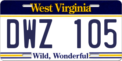 WV license plate DWZ105