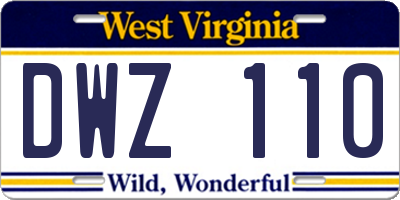 WV license plate DWZ110