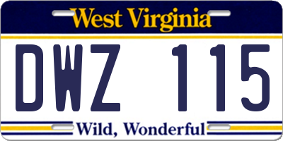 WV license plate DWZ115