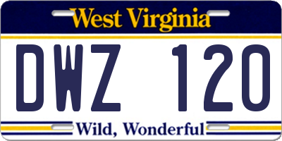 WV license plate DWZ120
