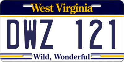 WV license plate DWZ121