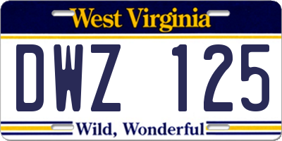 WV license plate DWZ125