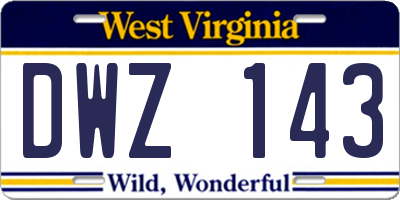 WV license plate DWZ143