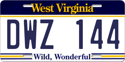 WV license plate DWZ144