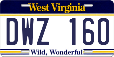 WV license plate DWZ160