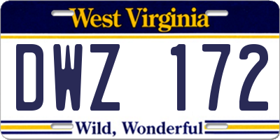 WV license plate DWZ172
