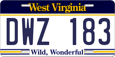 WV license plate DWZ183
