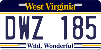 WV license plate DWZ185