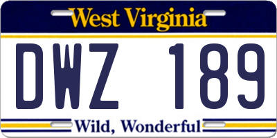 WV license plate DWZ189
