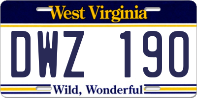 WV license plate DWZ190