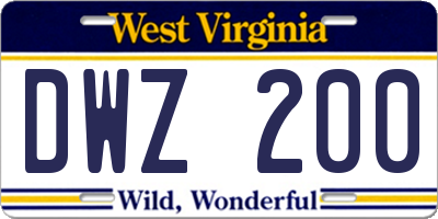 WV license plate DWZ200