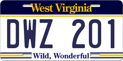 WV license plate DWZ201