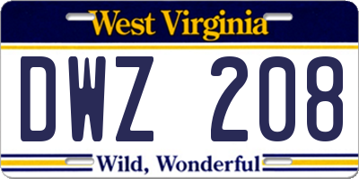 WV license plate DWZ208