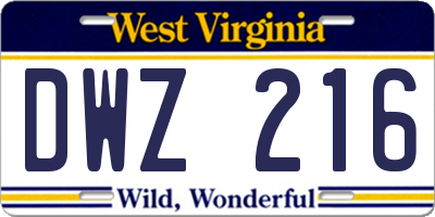 WV license plate DWZ216