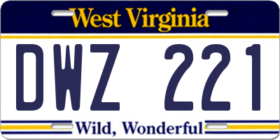 WV license plate DWZ221