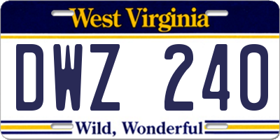 WV license plate DWZ240