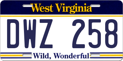 WV license plate DWZ258