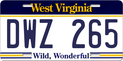 WV license plate DWZ265