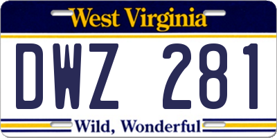 WV license plate DWZ281