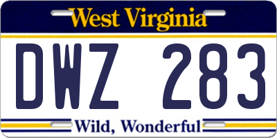 WV license plate DWZ283