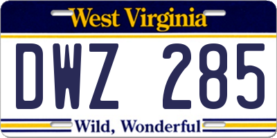 WV license plate DWZ285