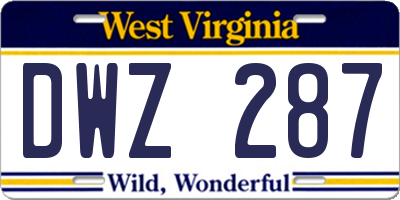 WV license plate DWZ287