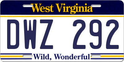 WV license plate DWZ292