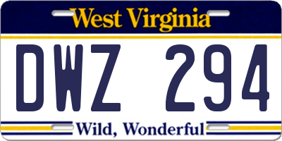 WV license plate DWZ294