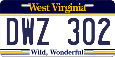 WV license plate DWZ302
