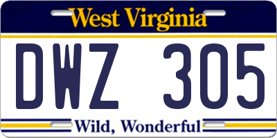 WV license plate DWZ305