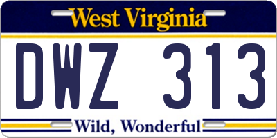 WV license plate DWZ313
