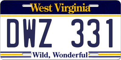 WV license plate DWZ331