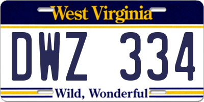 WV license plate DWZ334