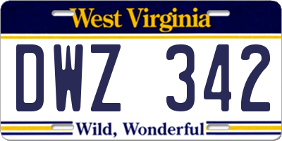 WV license plate DWZ342