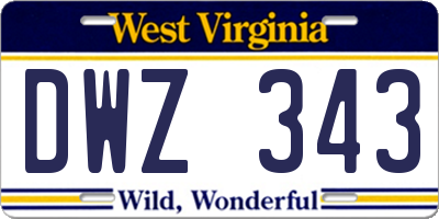 WV license plate DWZ343